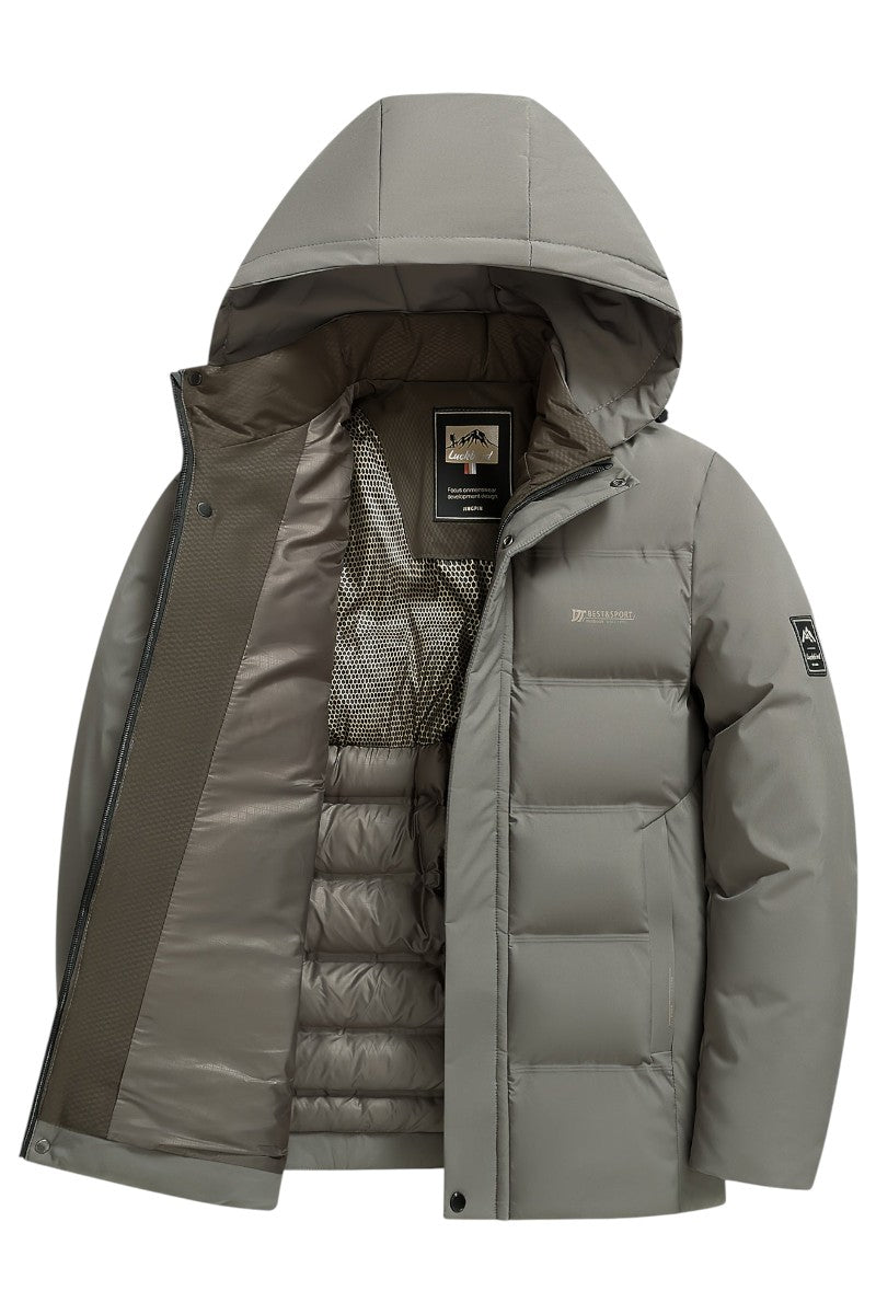 Mens Hooded Zip Front Parka