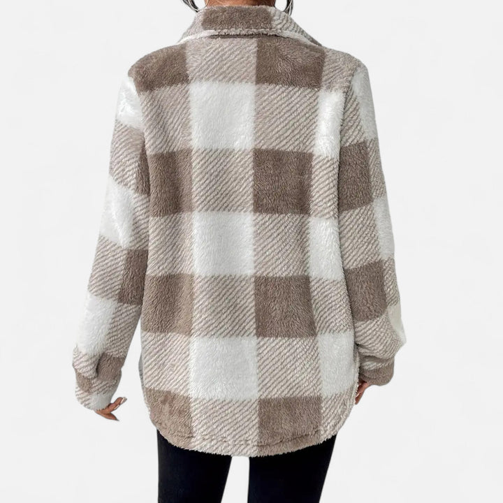 Womens Checked Plush Lined Winter Shacket