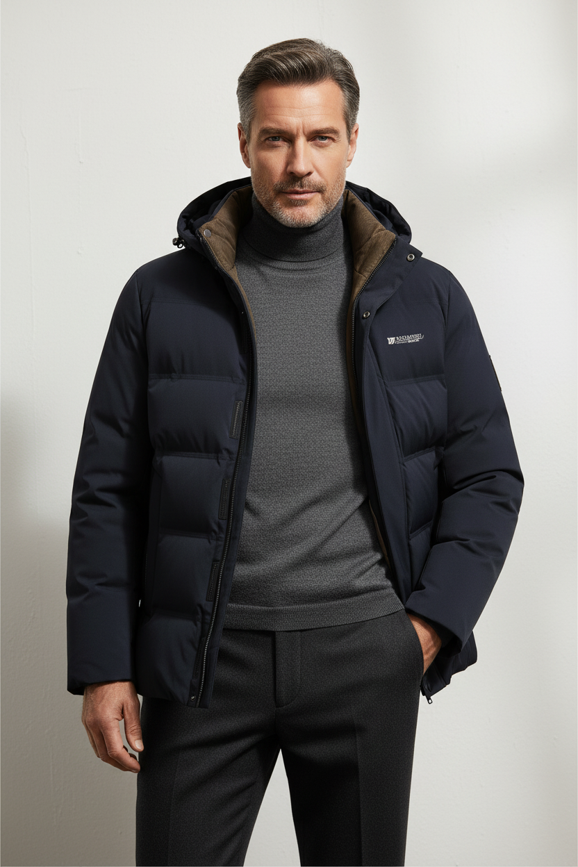 Mens Hooded Zip Front Parka