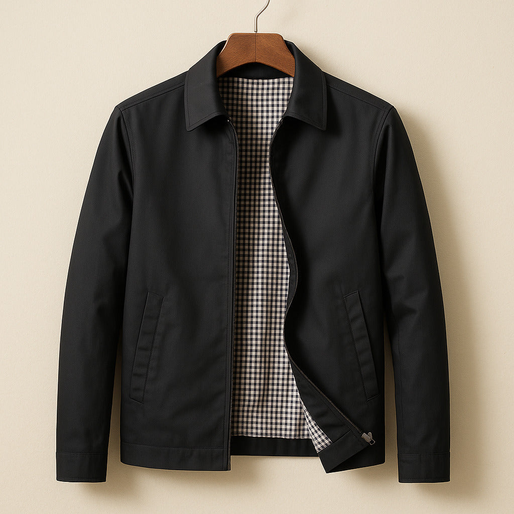 Mens Lightweight Check Lined Harrington Jacket