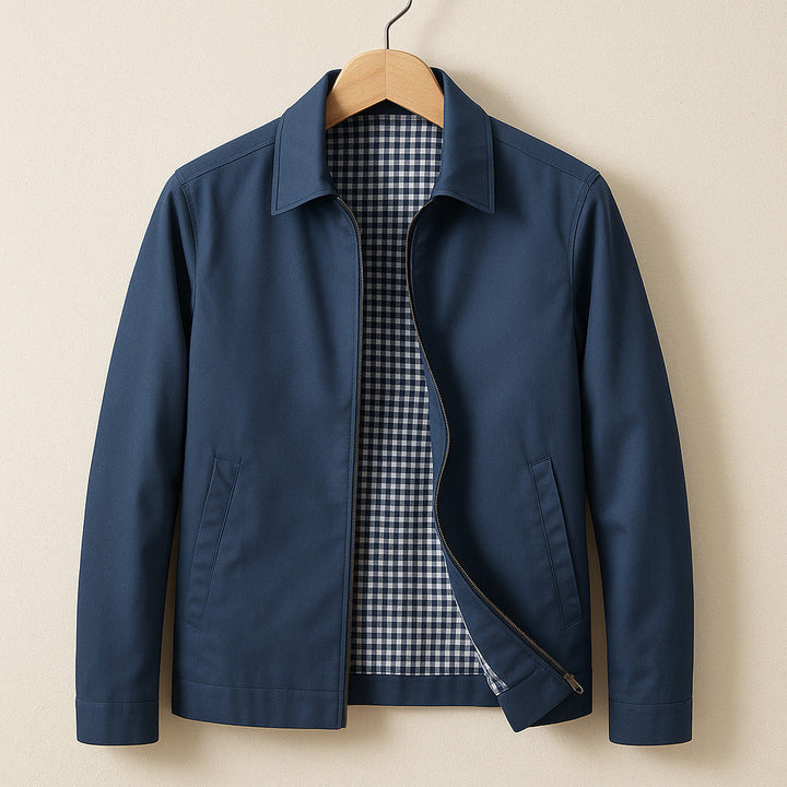 Mens Lightweight Check Lined Harrington Jacket