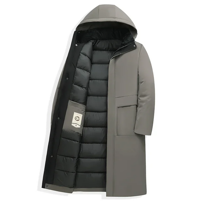 Mens Hooded Longline Quilted Coat