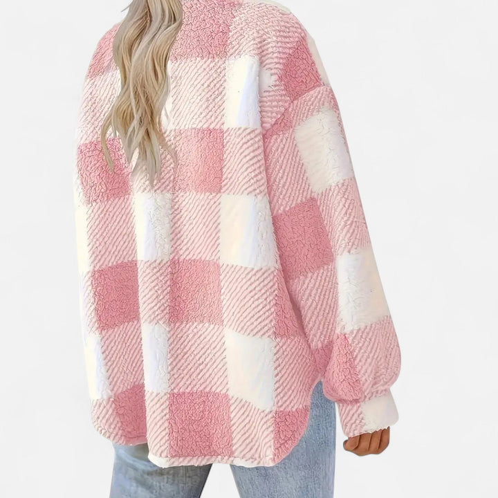 Womens Checked Plush Lined Winter Shacket