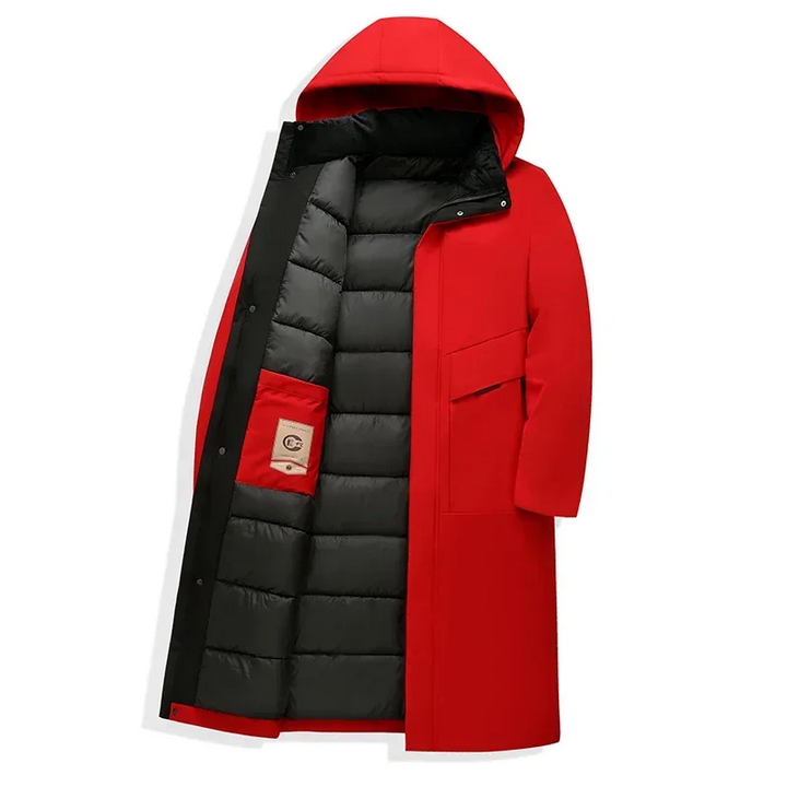 Mens Hooded Longline Quilted Coat