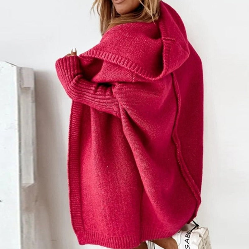 Womens Oversized Warm Hooded Cardigan