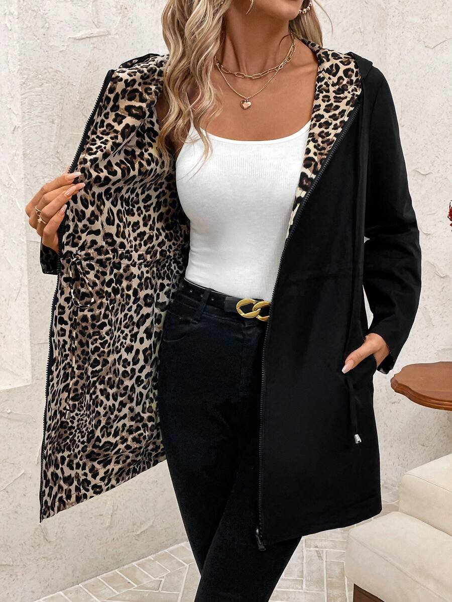 Saoirse | Reversible Hoodie with Leopard Print
