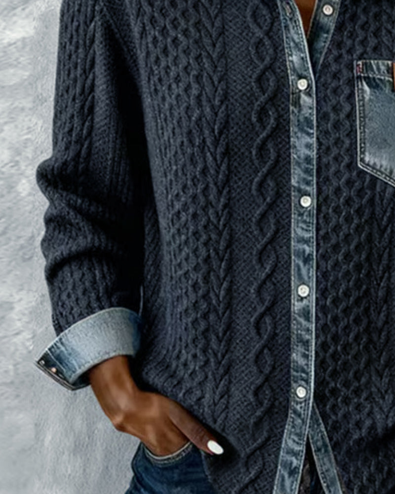 Molly | Long-Sleeve Shirt with Denim Patchwork