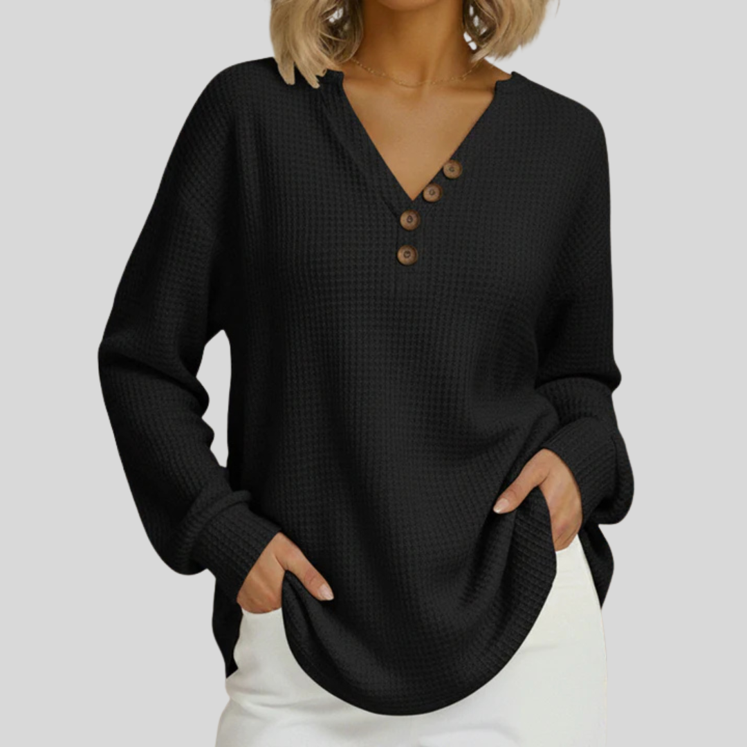 Womens Waffle Knit Fleece Lined Jumper
