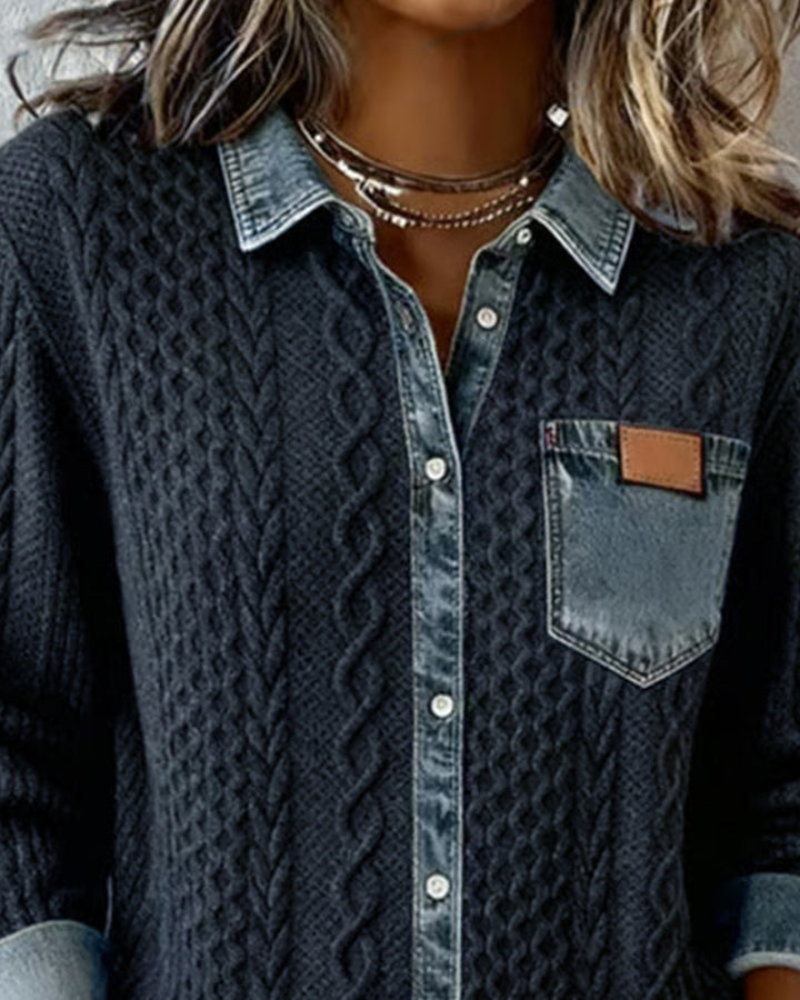 Molly | Long-Sleeve Shirt with Denim Patchwork