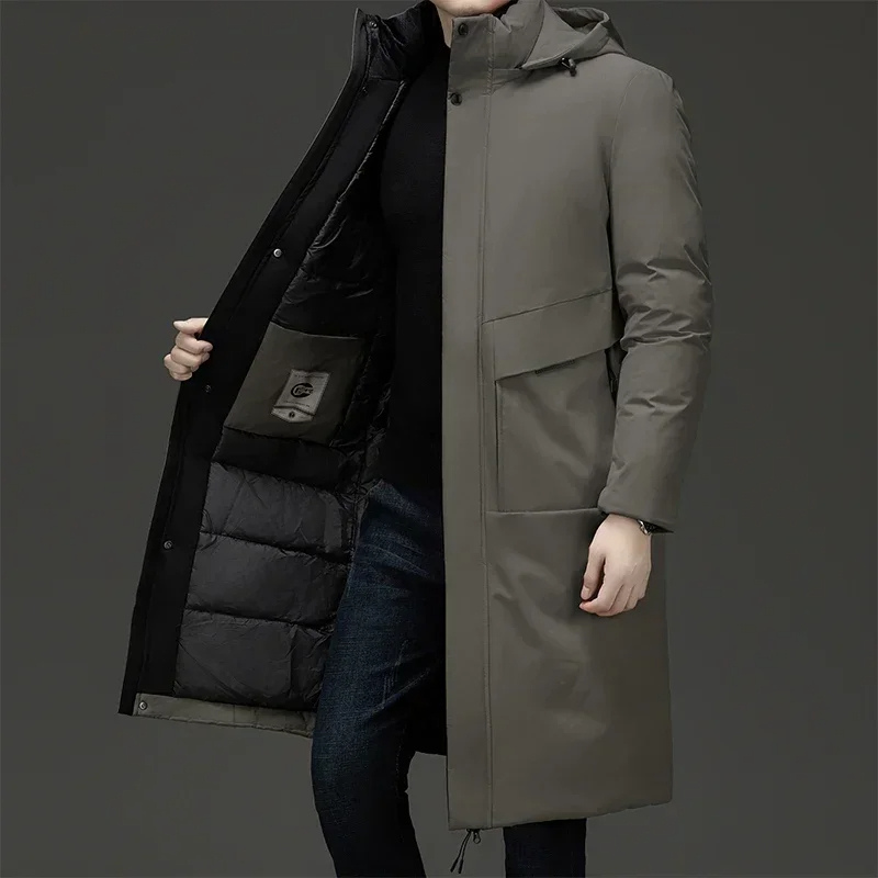 Mens Hooded Longline Quilted Coat