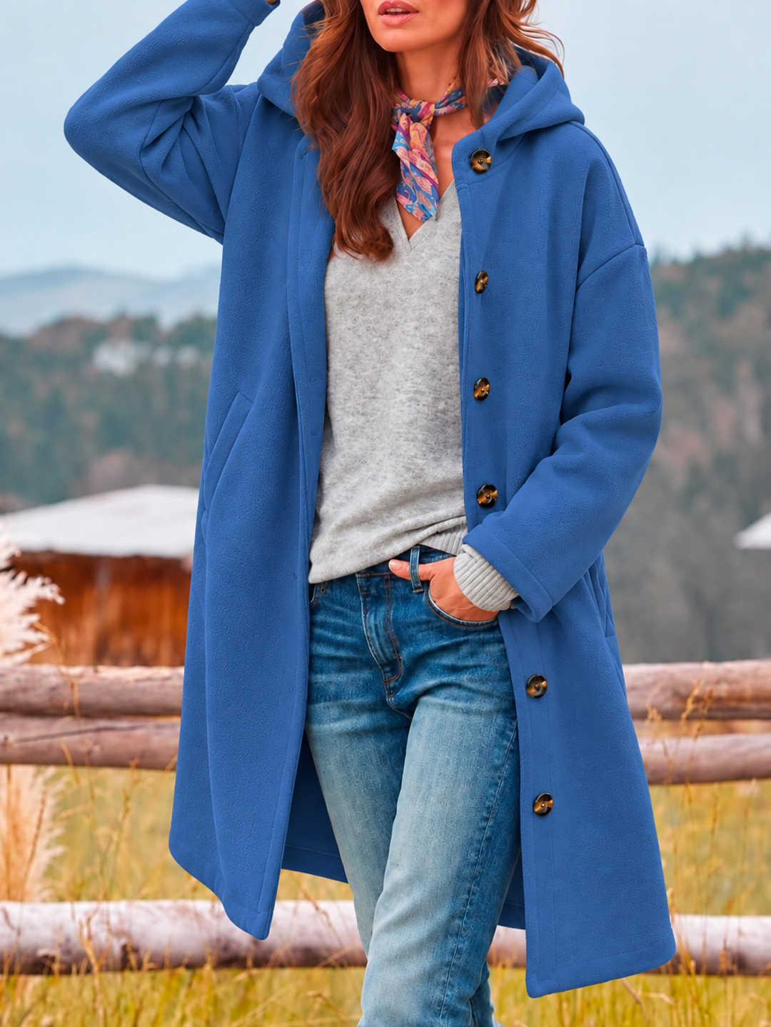 Womens Lightweight Hooded Longline Coat