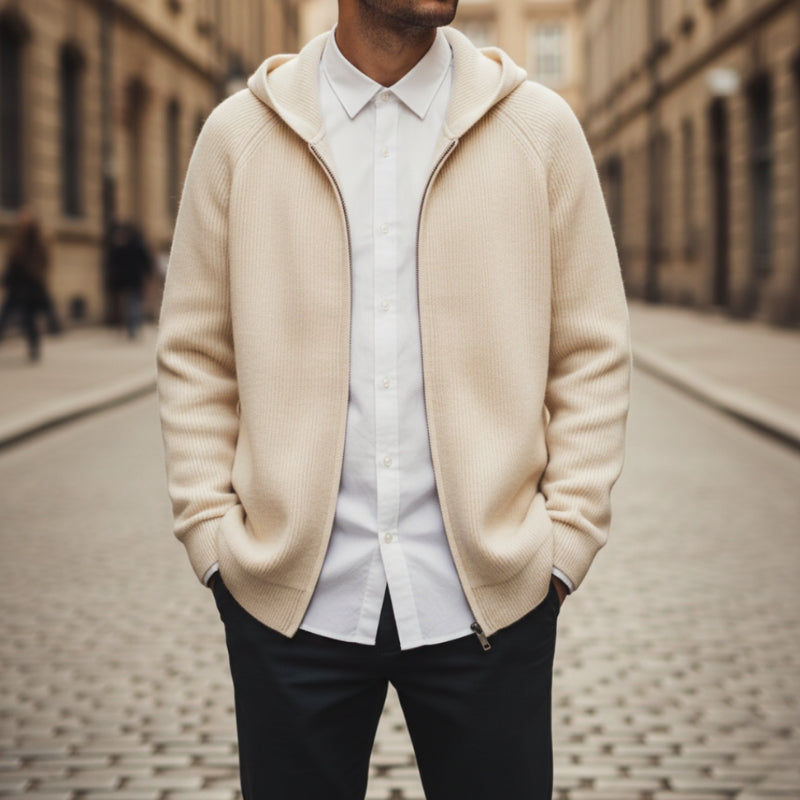Mens Hooded Long-Sleeve Cardigan