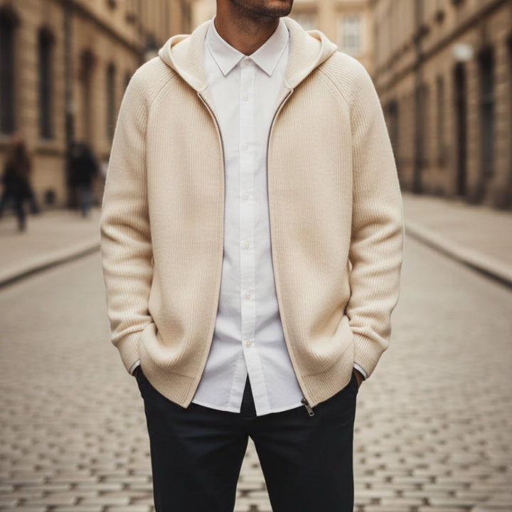 Mens Hooded Long-Sleeve Cardigan