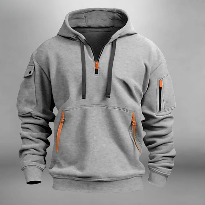 Mens Half Zip Utility Pocket Hoodie