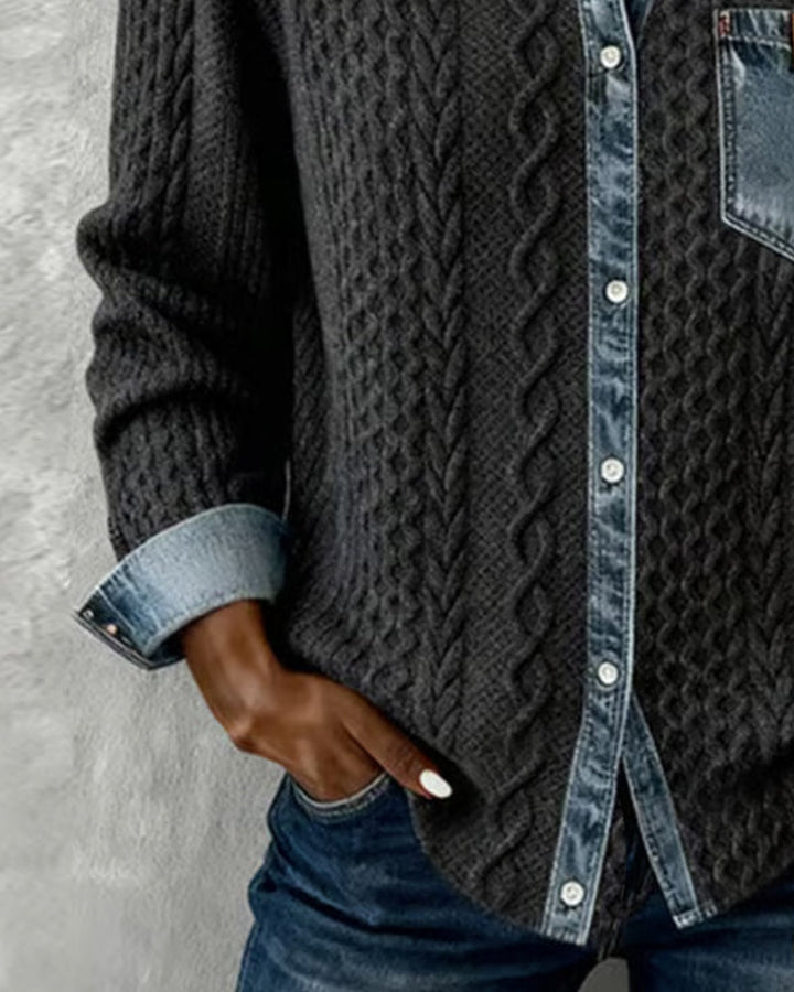 Molly | Long-Sleeve Shirt with Denim Patchwork