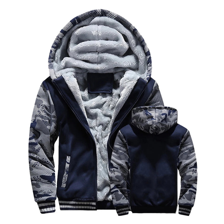 Mens Fleece Lined Hooded Zip Up Jacket