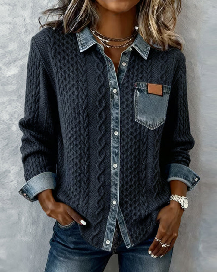 Molly | Long-Sleeve Shirt with Denim Patchwork