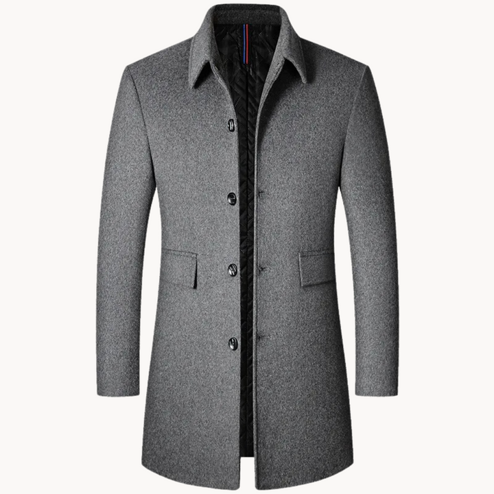 Mens Wool Tailored Mid Length Overcoat