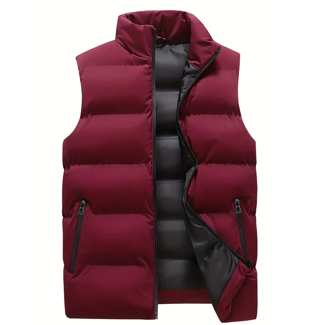 Mens High Collar Quilted Puffer Gilet