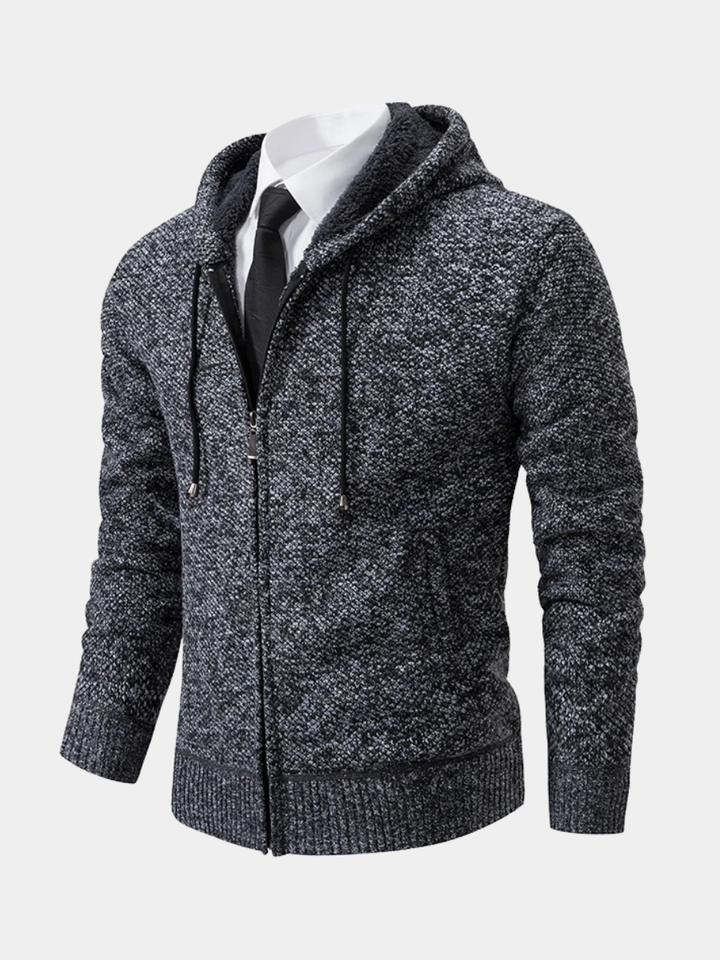 Mens Zip Front Casual Ribbed Cuff Cardigan