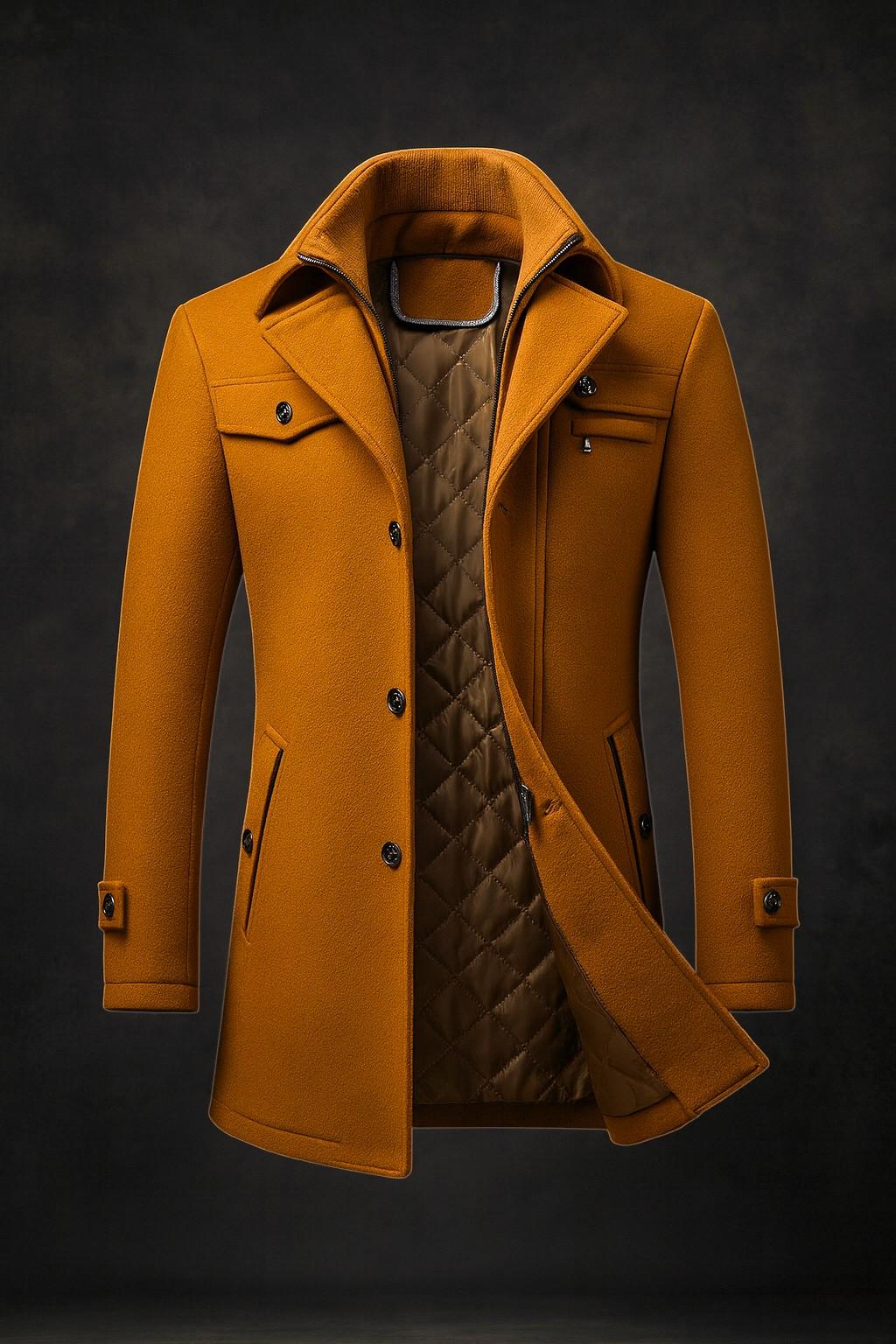 Mens Wool Overcoat With Quilted Lining