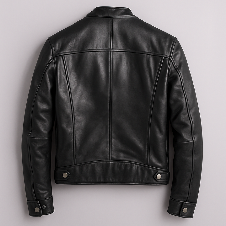 Mens Hooded Zip Front Vintage Leather Jacket