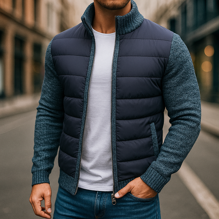 Mens Quilted Knit Sleeve Padded Jacket