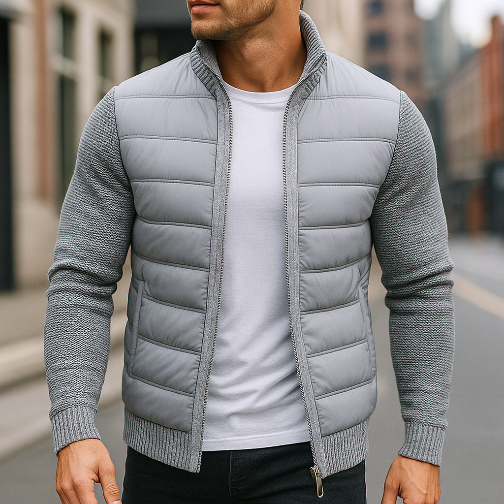 Mens Quilted Knit Sleeve Padded Jacket