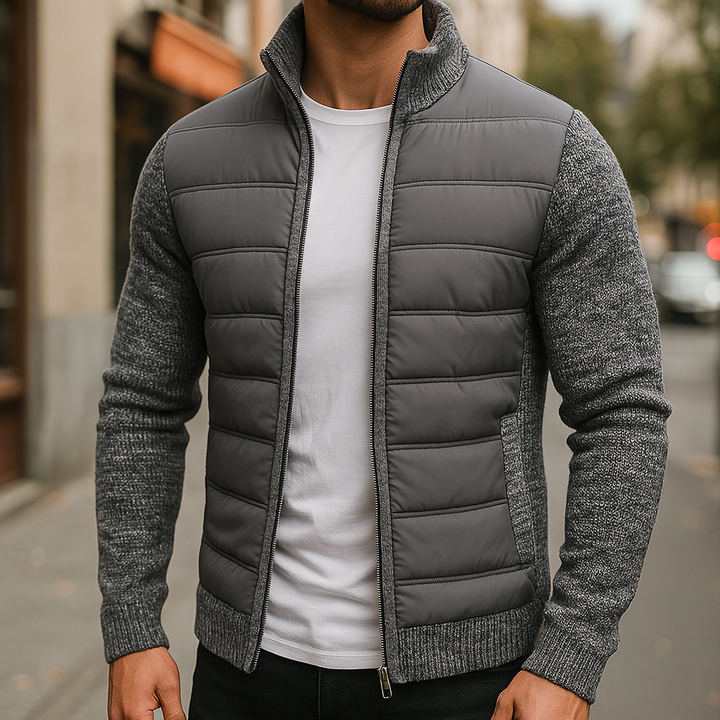 Mens Quilted Knit Sleeve Padded Jacket