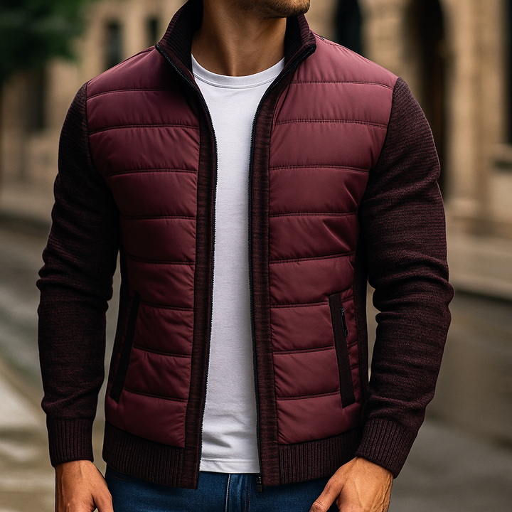 Mens Quilted Knit Sleeve Padded Jacket