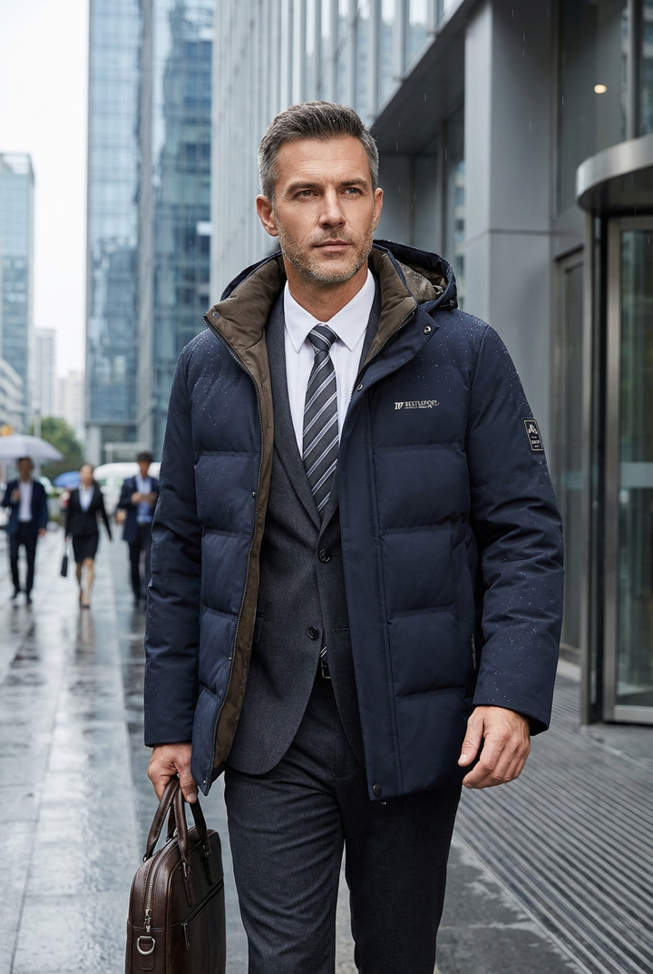 Mens Hooded Zip Front Parka