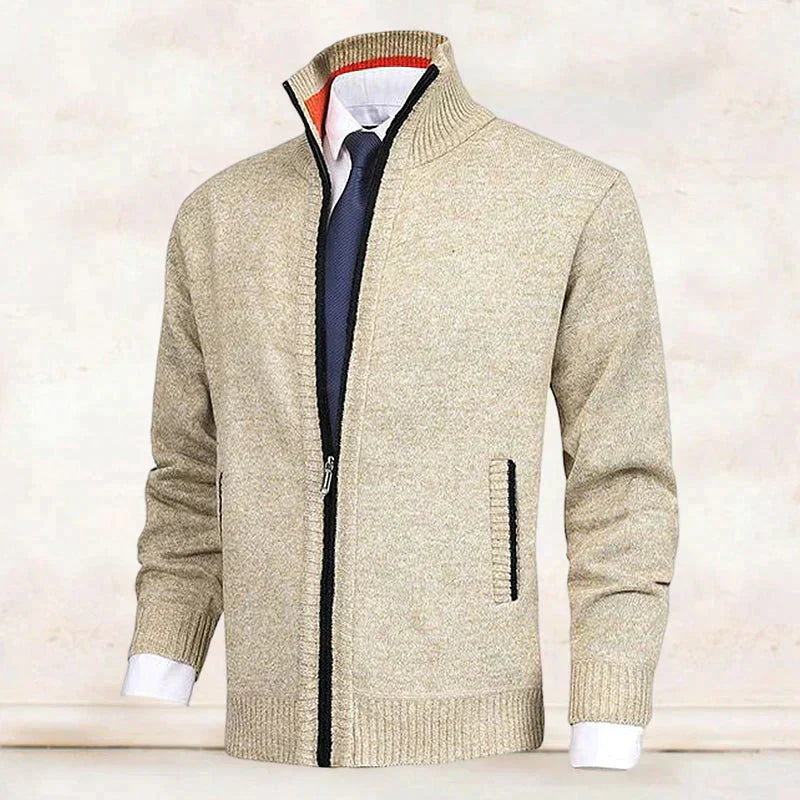 Mens Long Sleeve Casual Ribbed Cuff Cardigan