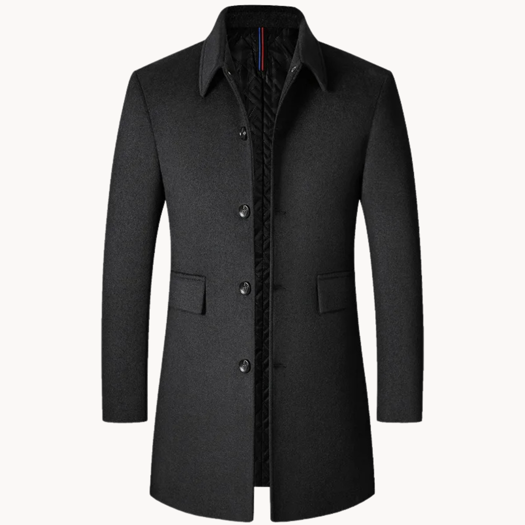 Mens Wool Tailored Mid Length Overcoat