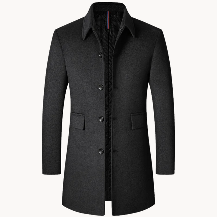 Mens Wool Tailored Mid Length Overcoat