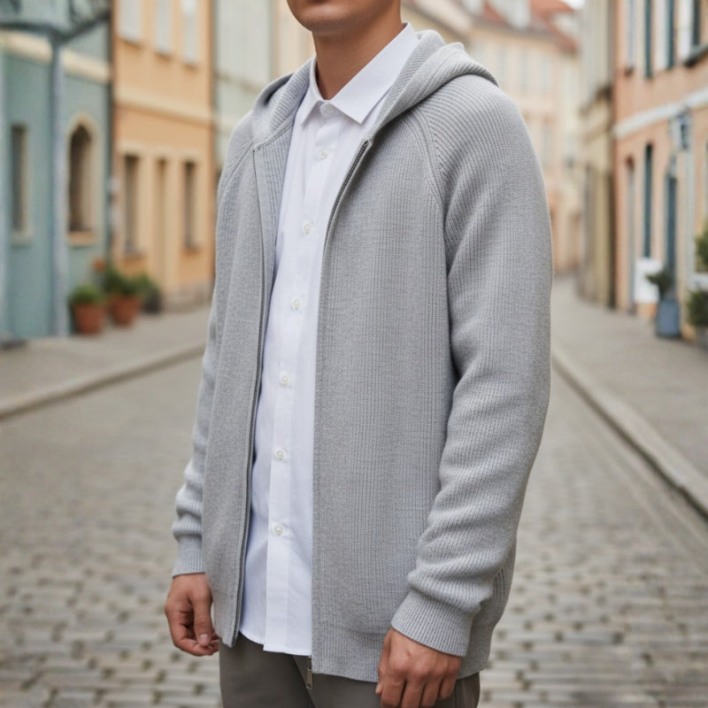 Mens Hooded Long-Sleeve Cardigan