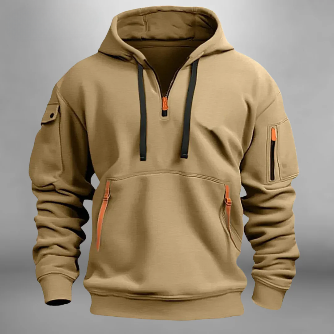 Mens Half Zip Utility Pocket Hoodie