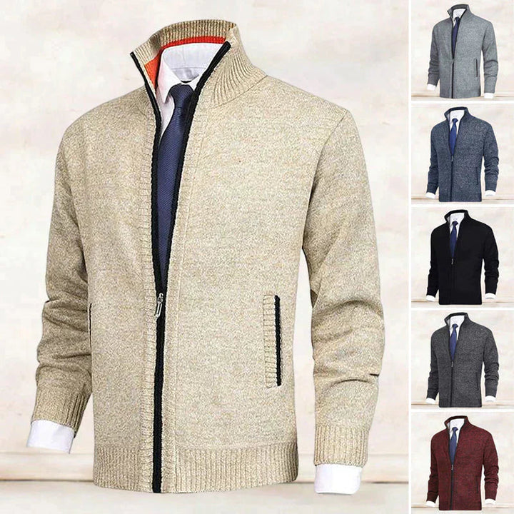 Mens Long Sleeve Casual Ribbed Cuff Cardigan