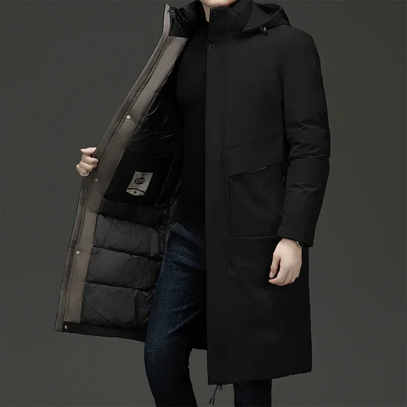 Mens Hooded Longline Quilted Coat