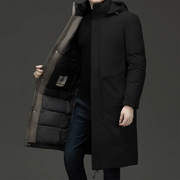 Mens Hooded Longline Quilted Coat