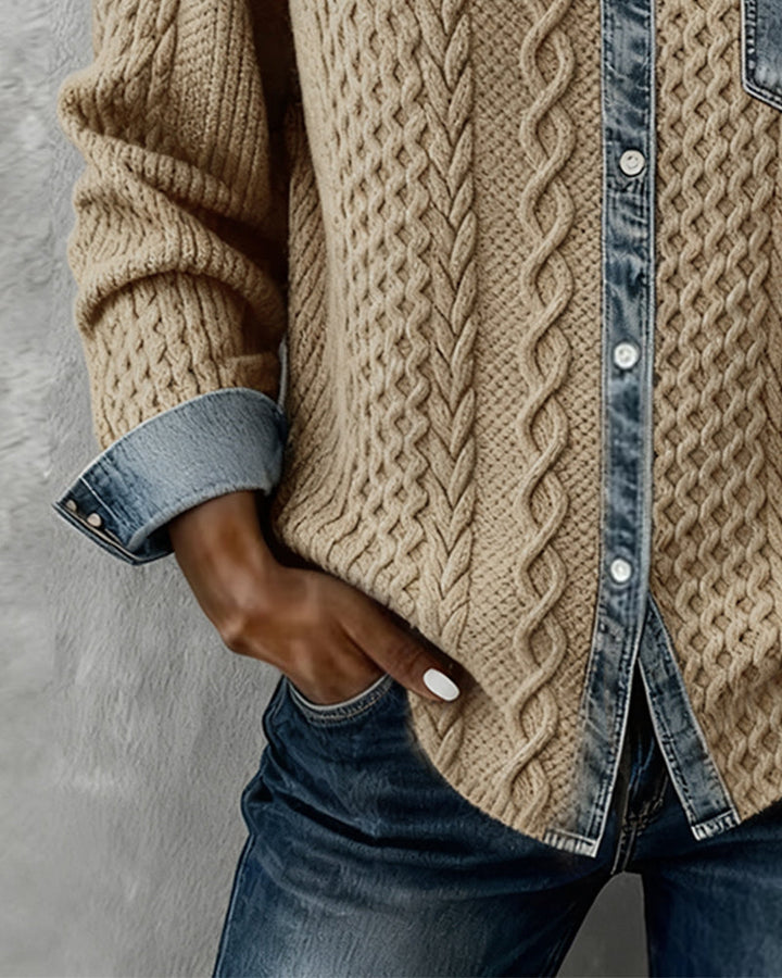 Molly | Long-Sleeve Shirt with Denim Patchwork