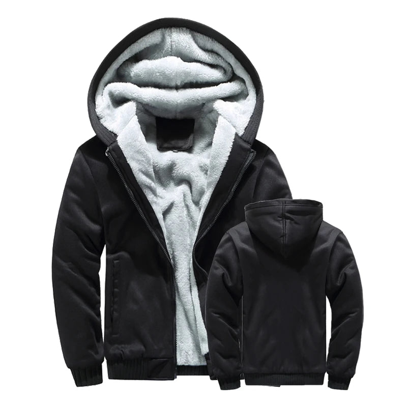 Mens Fleece Lined Hooded Zip Up Jacket