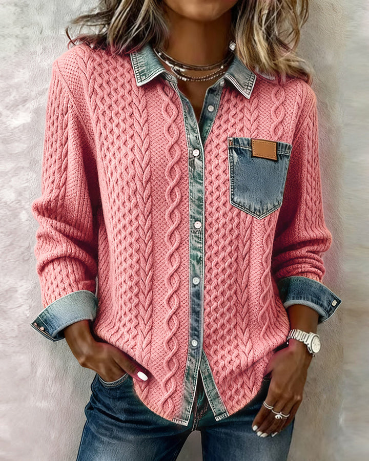 Molly | Long-Sleeve Shirt with Denim Patchwork