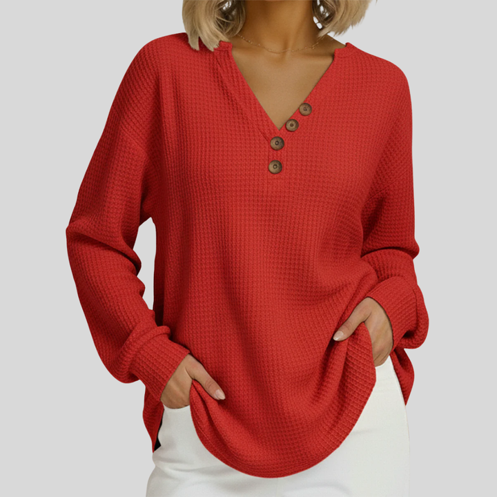 Womens Waffle Knit Fleece Lined Jumper