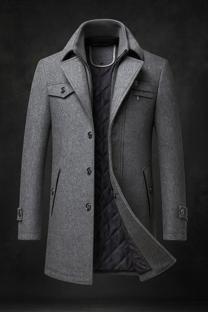 Mens Wool Overcoat With Quilted Lining