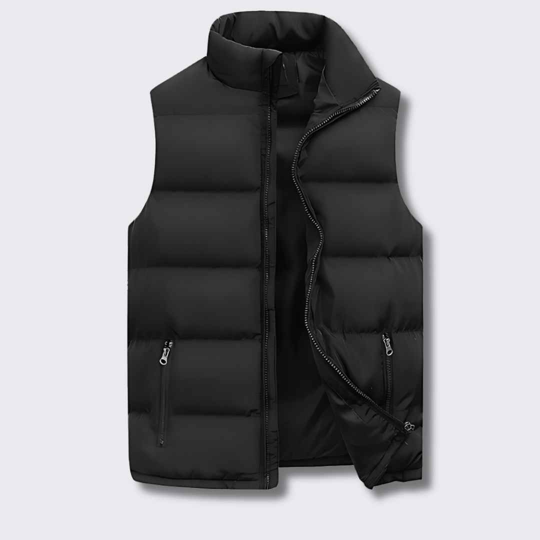 Mens High Collar Quilted Puffer Gilet