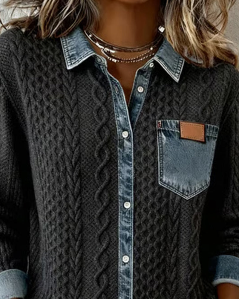 Molly | Long-Sleeve Shirt with Denim Patchwork