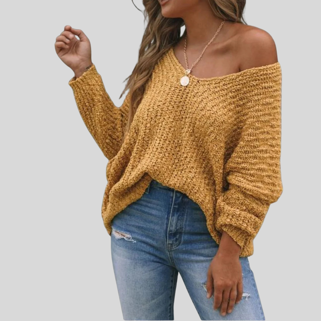Womens Ribbed Long-Sleeve Sweater