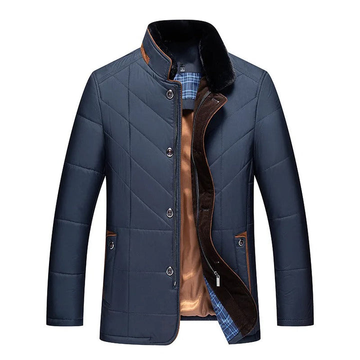 Mens Plush Collar Quilted Zip Jacket