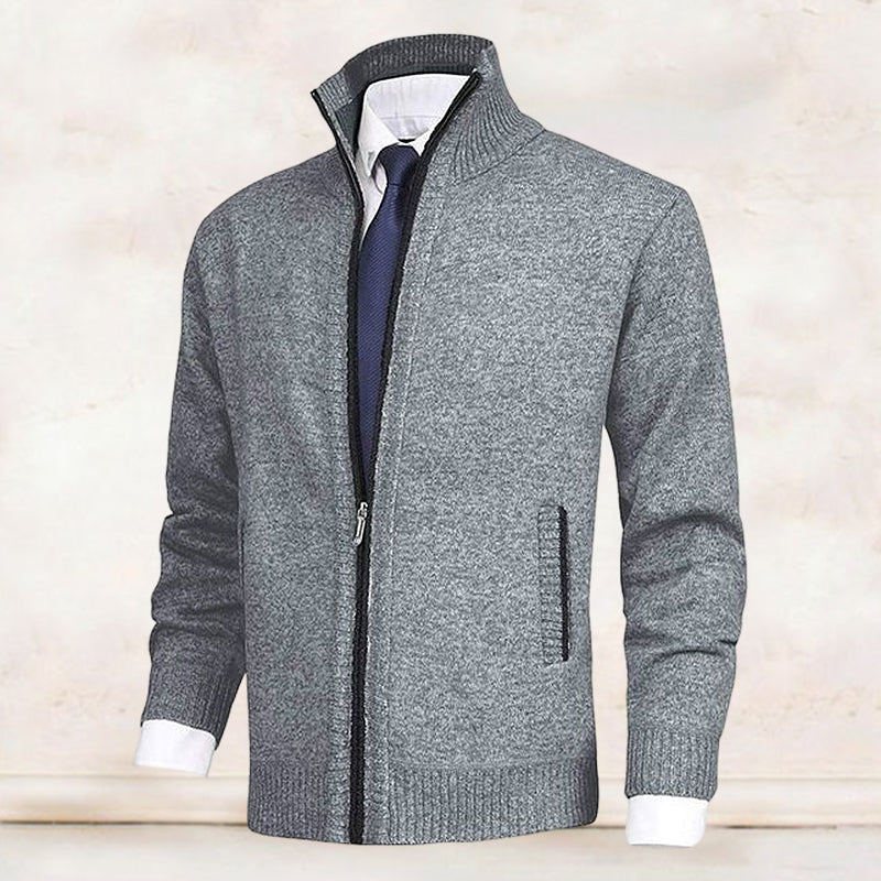 Mens Long Sleeve Casual Ribbed Cuff Cardigan