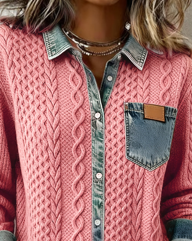 Molly | Long-Sleeve Shirt with Denim Patchwork